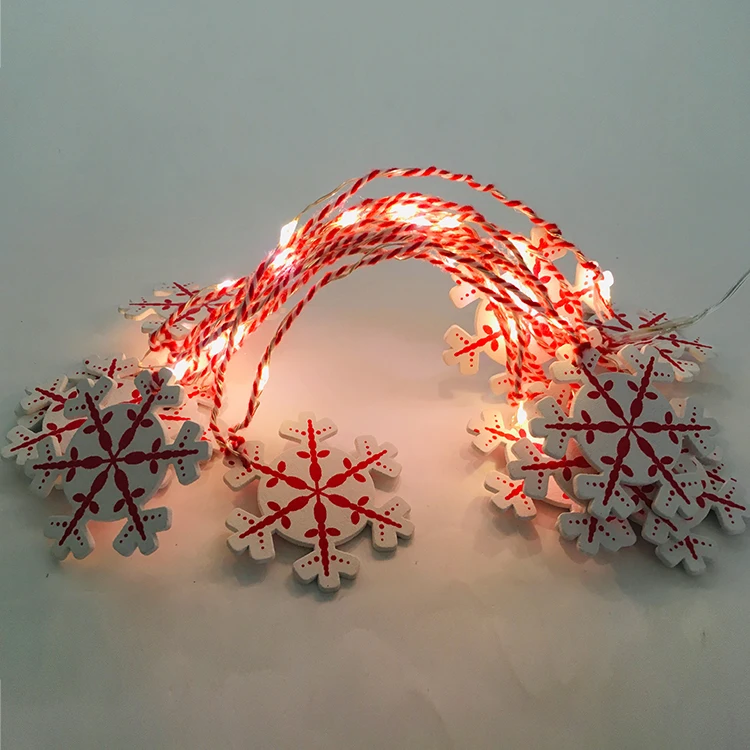 2.2M 20 leds High Quality Battery Power Led Red Snowflake Curtain Wire String Light