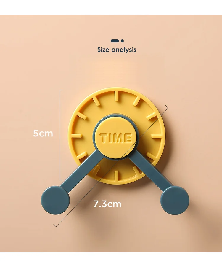 A166 4pcs Creative Wall Seamless Clock Hook Kitchen Free Hole Rotating