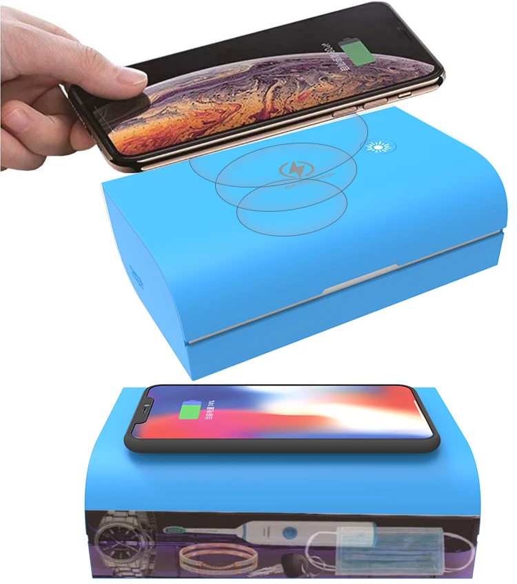 

Makeup Nail Glasses Jewelry Sterilizer Uv Box Wireless Fast Charging Wirless Charging Disinfection Box, White