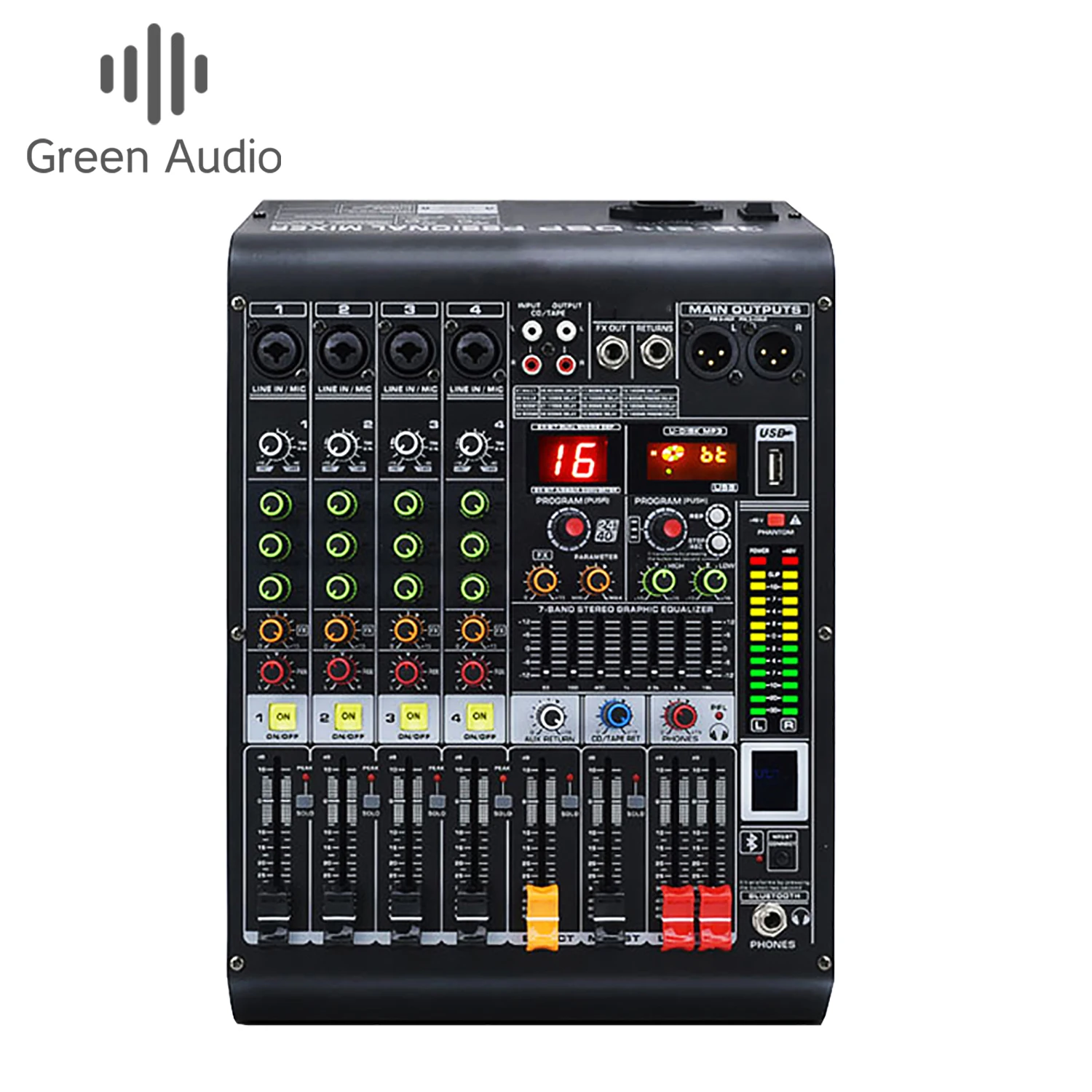 

GAX-MC4 Professional Mixer 4Channel Blueteeth Mixer DJ Mixing Console with Reverb Effect Home Karaoke USB Live Interface Mixer