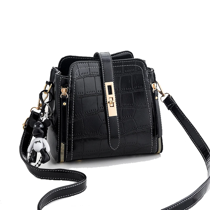 

JX1009 New Black Cheap Fashion Plaid Luxury Shoulder Portable PU Leather Handbag For Women 2022