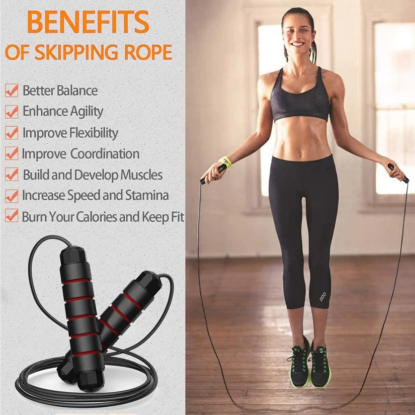 Endurance Training and Fitness Gym NaRak Skipping Rope with Ball Bearings Rapid Speed Jump Rope Cable and 6” Memory Foam Handles Ideal for Aerobic Exercise Like Speed Training Extreme Jumping 