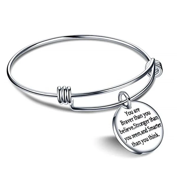 

Simple Fashion Bracelet Double Mirror Polished Stainless Steel Letter Round Bracelet Titanium Steel Adjustable Bracelet, Picture shows