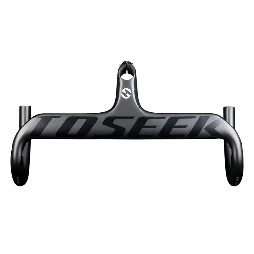 

Toseek matte black road bike handlebar 400/420/440 internal routing full carbon handle bar roadbike bicycle integrated handlebar