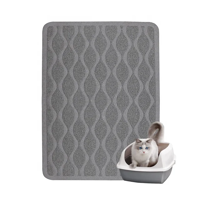 

Kitty Litter Trapping Mesh Mat PVC Floor Door Mats Washable Anti Slip Foldable Cat Litter Mat Trapper For Litter Box, Grey