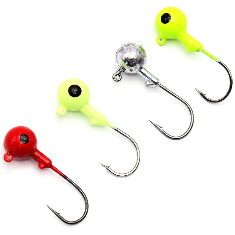 

High Quality Lead Head Hook Jig Head Hook For Fishing Lure Bait Hook Fishing Tackle Fishhooks, Yellow/green/sliver/red