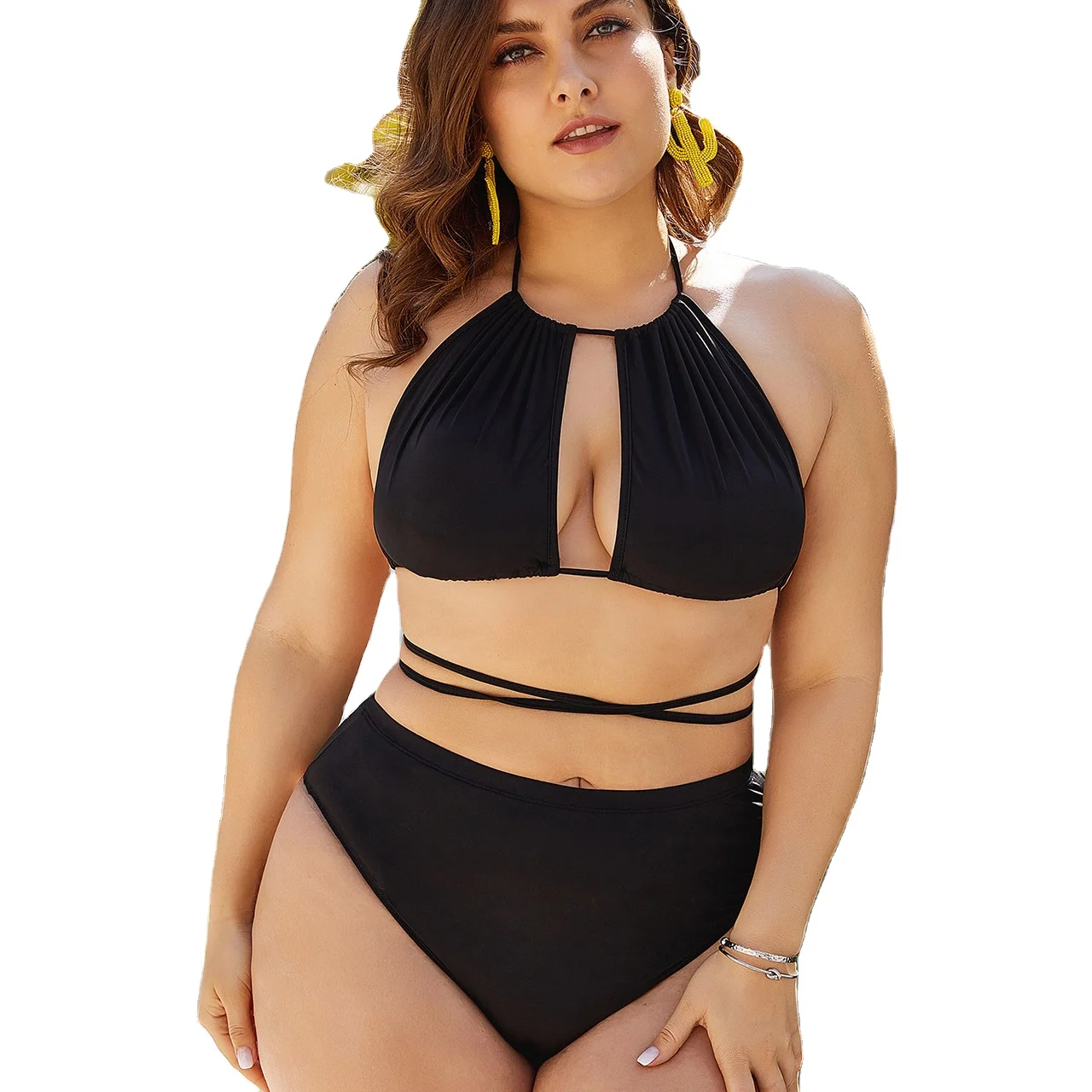 

Swimsuits large size 5XL new black sexy swimsuits bikini high waist slim belly cover custom swimsuits