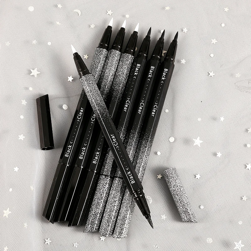 

Black high quality glitter vegan glue liquid waterproof private label eye liner, Black,transparent