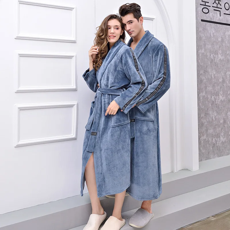 

New Robes 100% Cotton Soft Bathrobe Hotel Waffle Fall Sleep Robes for Women Men, As picture show