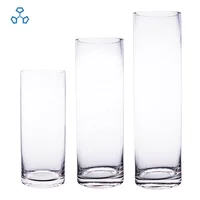 

wholesale Home decor Handblown cheap crystal clear tall cylinder glass flower vase