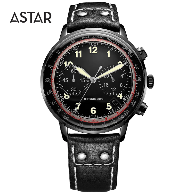 Wholesale Custom High Quality Luxury Dome Glass Japan Quartz Movement Chronograph Tachymeter