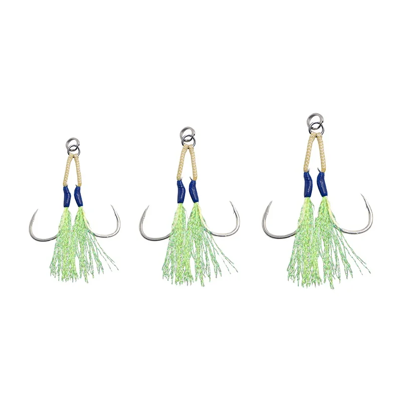 

JK LHT Bright Light Fishing Jig Hook 1/0 2/0 3/0 Barbs High Carbon Steel Assist Sea Fishing Hooks