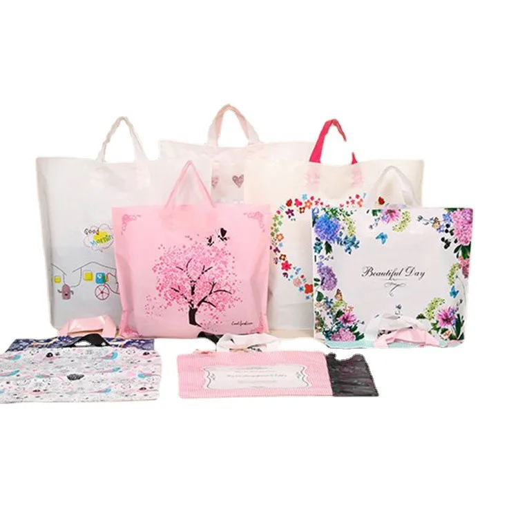 

MU Good Quality PE Clear Gift Transparent Shopping Packaging Tote Thank You Bags