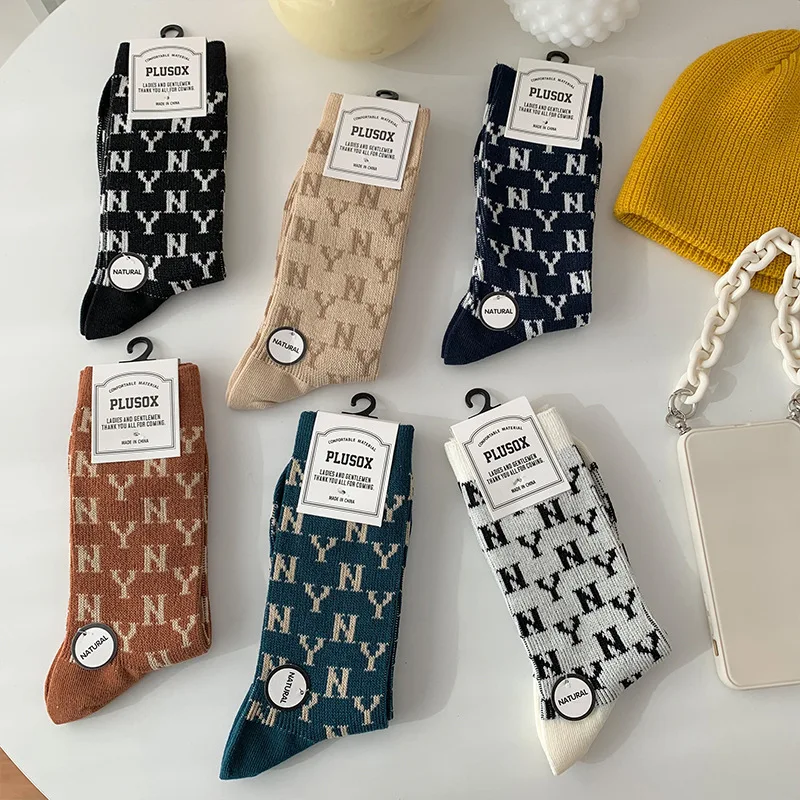 

Designer unisex luxury NY socks branded fashion sports cotton stocking