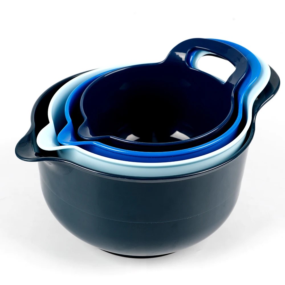 

Eco Friendly BPA Free Round Handle Kitchen Plastic Mixing Bowl set of 4