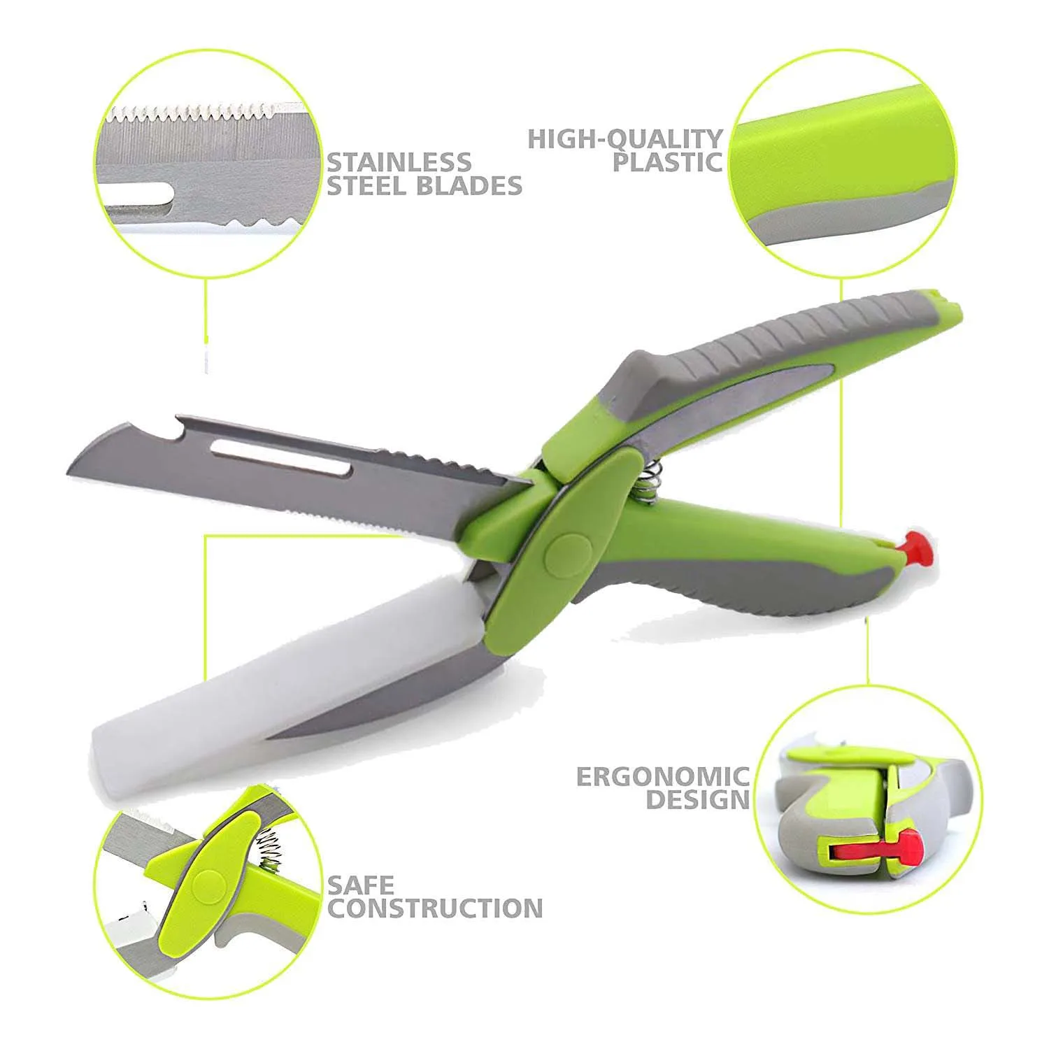 

Epsilon 6 in 1 Cutting Board Smart Scissors Utility Cutter Kitchen Scissors Clever Cutter