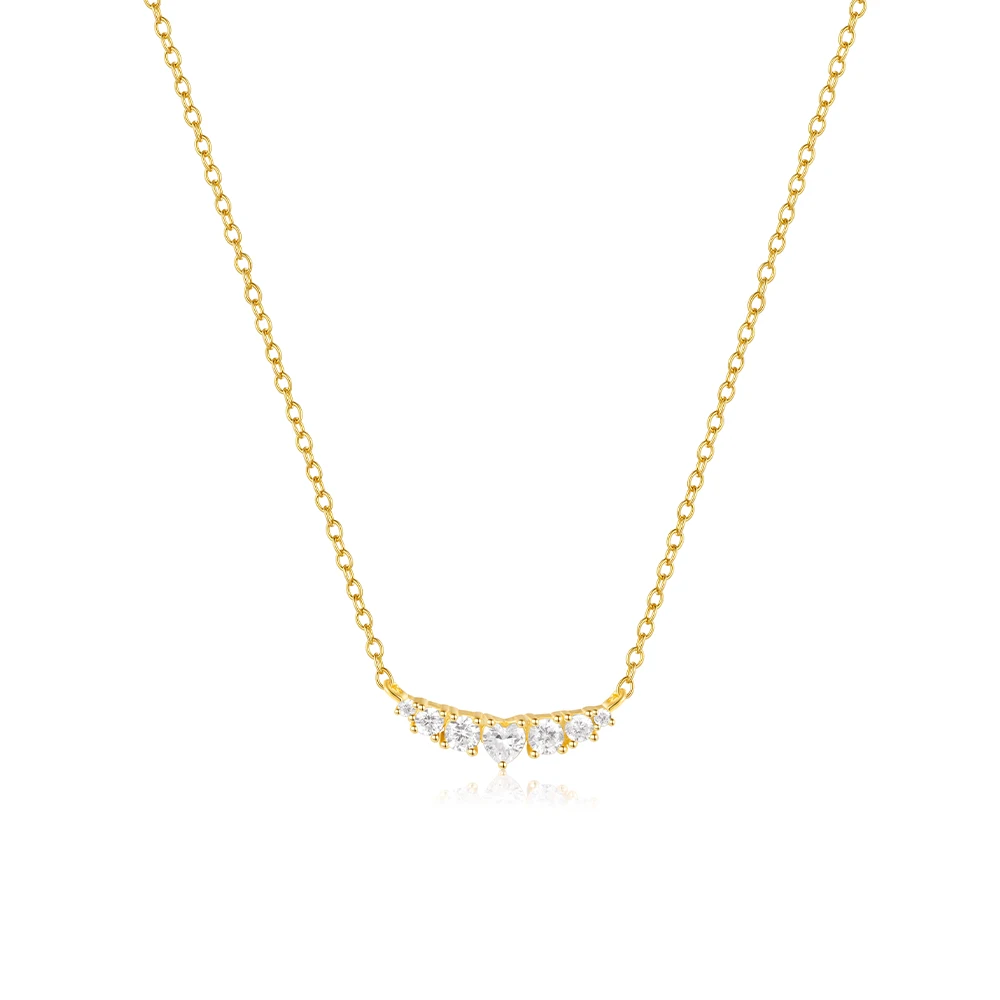 Fashion Jewelry Necklaces 925 Sterling Silver Necklace Minimalist a bar of Cubic Zircon Gold Plated Necklace Jewelry for Women