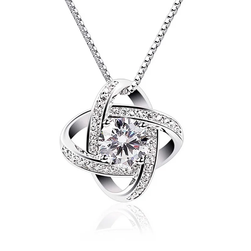 

hot jewelry 925 sterling silver gemini necklace women cubic zircon pendant, Piture