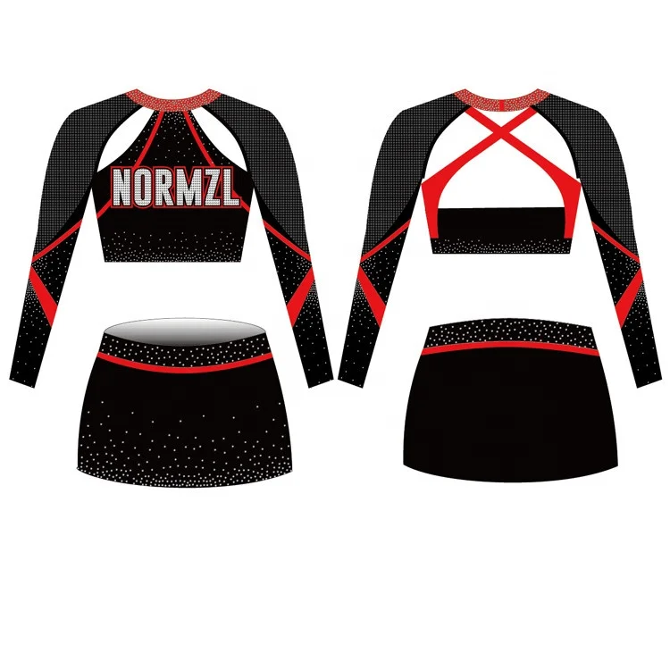 Wholesale Custom Rhinestone Sublimation Cheer Uniform Cheerleading Uniforms Black Buy