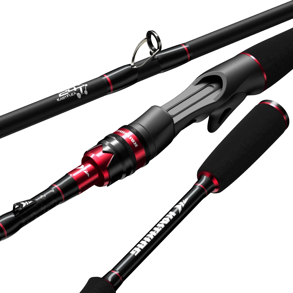

KastKing Max Steel Rod Carbon Casting Fishing Rod with 1.80m 1.98m 2.13m 2.28m Baitcasting Rod for Bass Pike Fishing, Black, red, silver, frey