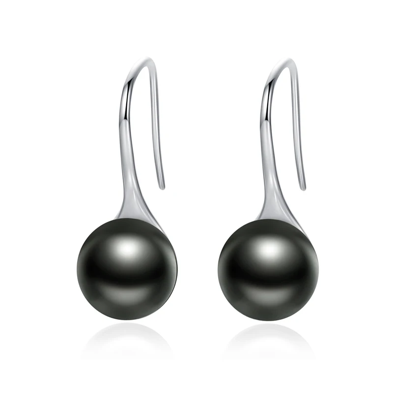 

Women Sterling Silver Earrings Vintage Simple Black Shell Pearl Earrings 925 Sterling Silver Earring Jewelry