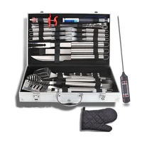 

Amazon 32Pcs Premium Aluminium Case Customized Box Kit Gift Stainless Steel Skewer Glove Thermometer Injector Bbq Tool Set Grill