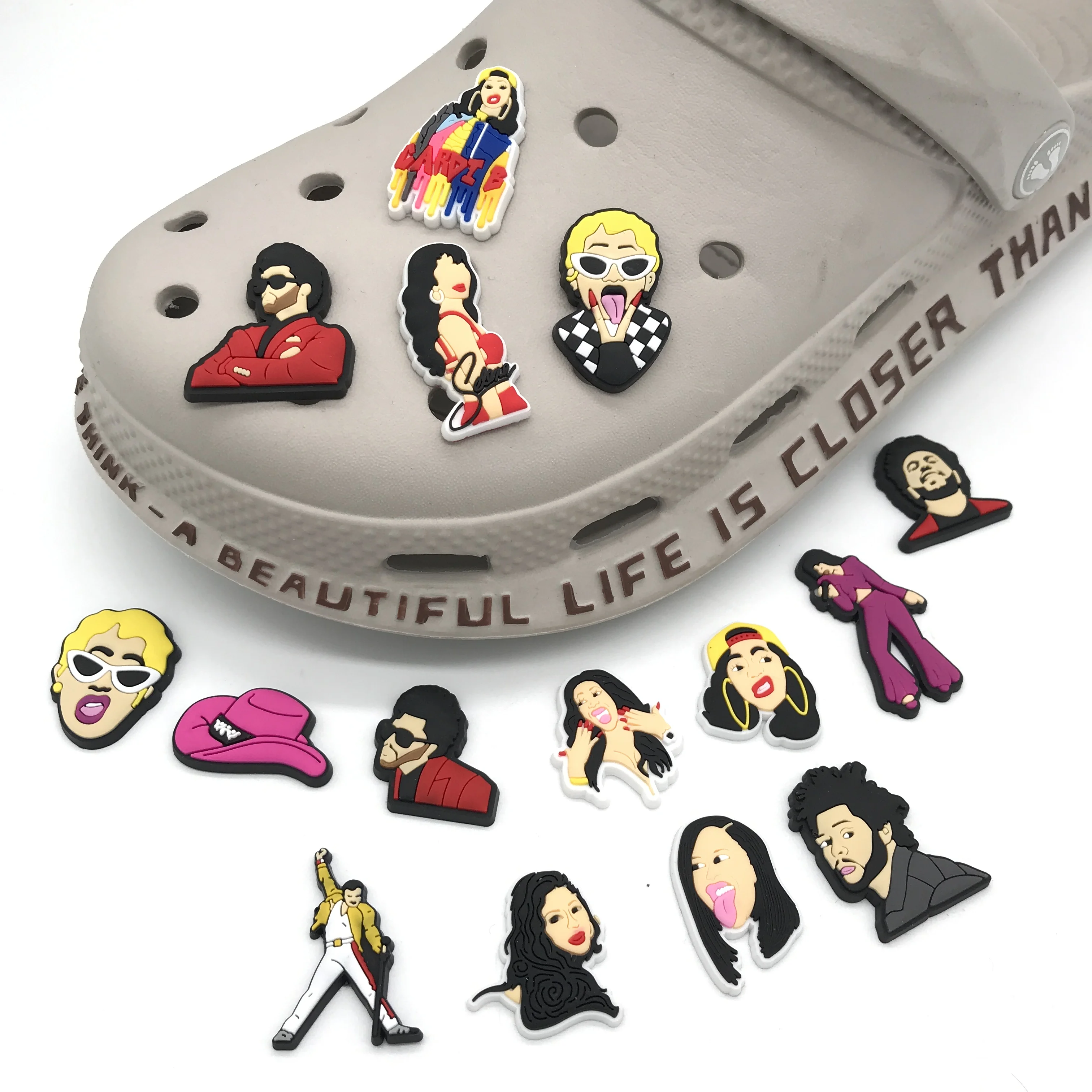 

Stock In USA -Assorted Designs Available Promotional Shoes Decoration Charms Soft PVC Shoe Charms For Croc-s luxury charms, Picture