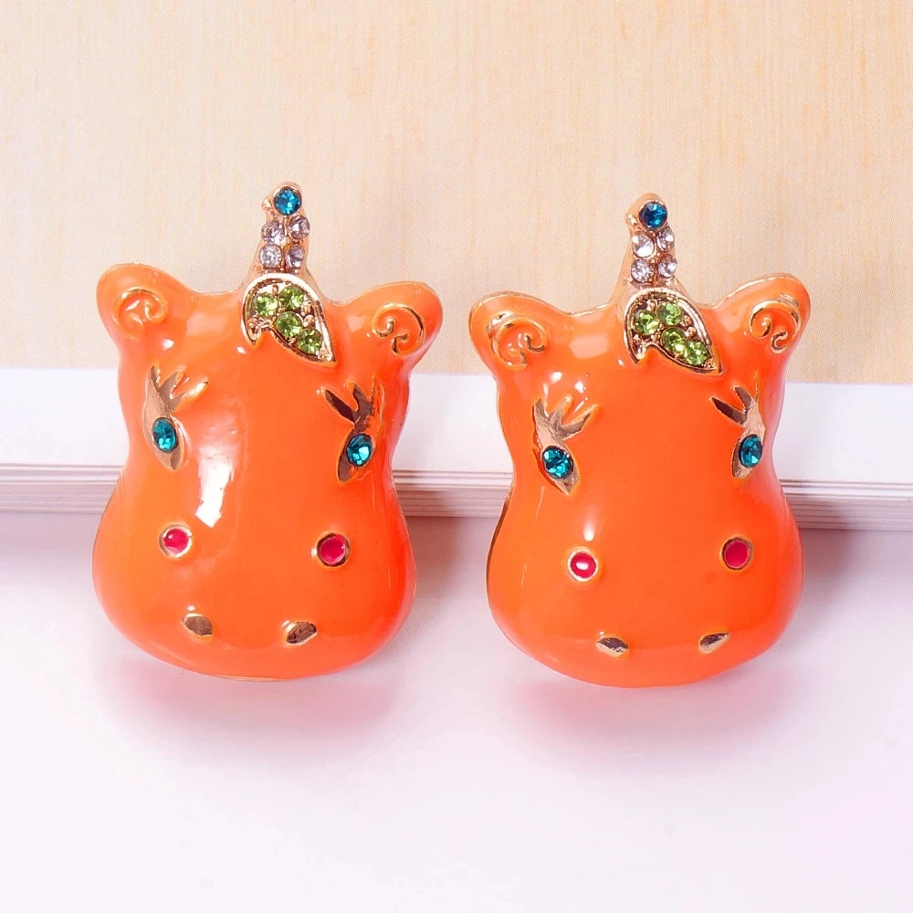 

Kaimei Jewelry Accessories For Women Gift New Colorful Cute Cow Crystals Earrings Party Rhinestone Stud Earrings Metal Earrings, Many colors fyi