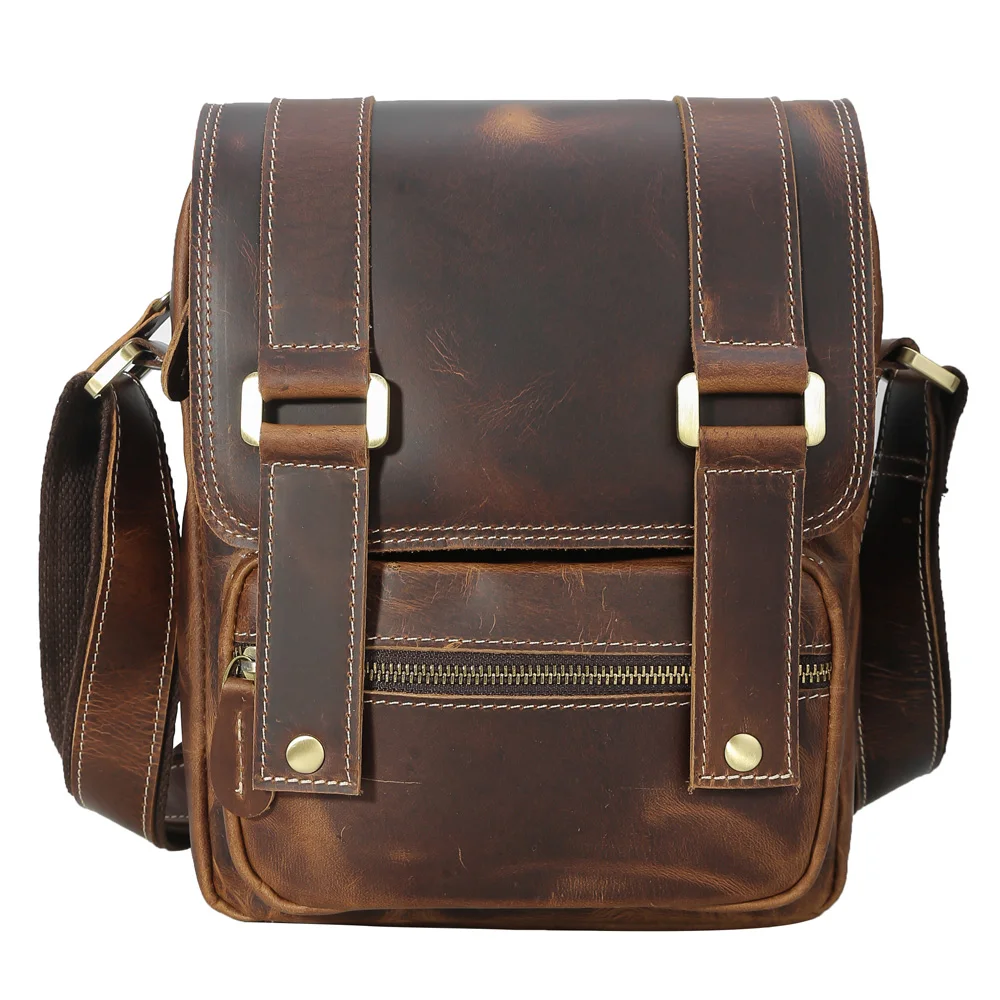 

TIDING Custom Vintage Cross Body Bag Crazy Horse Leather Shoulder Bag For Man, Customized color