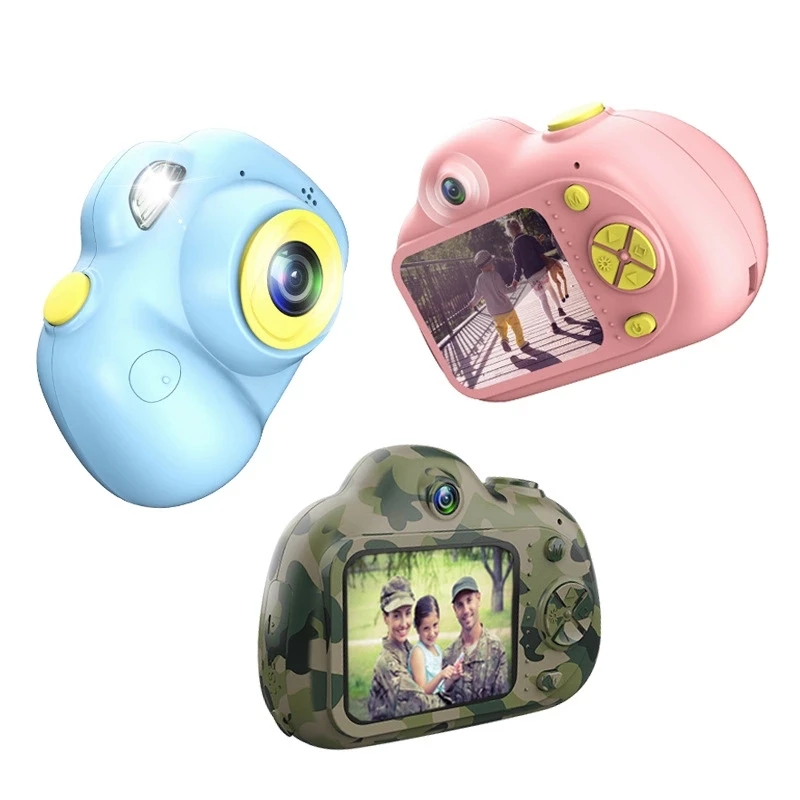 
1080P HD Mini Camara for Children Kids Gift Front and Back Dual Lens Girls Boys Shockproof Camera with Soft Silicone Shell 