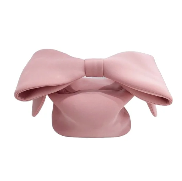 

2022 New Large Capacity Cute Bow Women Hand Bags Ladies Concave Shape Shoulder Cosmetic Ribbon Bag Makeup, 5 colors