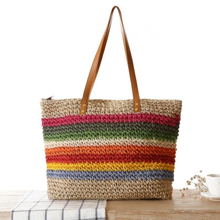 

2021 Hot selling American coloured rattan ladies hand bags handbag women