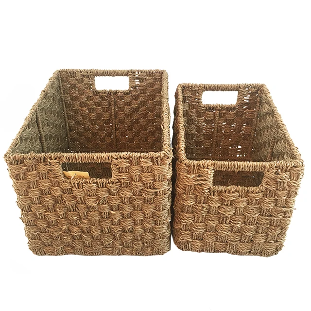 

Renel Hand Knitting Set of 2 Natural Seagrass Basket Home Organizer Kitchen