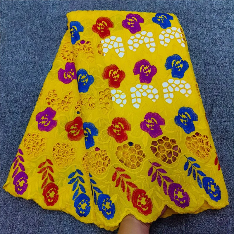 

Beautifical bridal cotton lace fabric 100% cotton lace wholesale yellow cotton lace fabric 5yards ML19R243, Customized