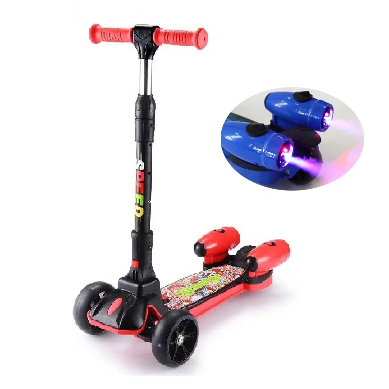 

Wholesale cheap Music LED light spray scooter Children scooter 3 wheels with smoke light