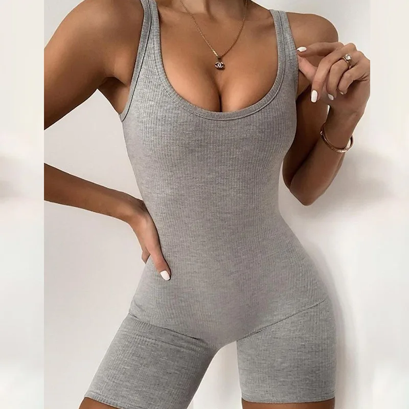 

2021 Summer one piece playsuits body suits sleeveless jump suits short bodysuits romper bodycon rumper for women yoga jumpsuit
