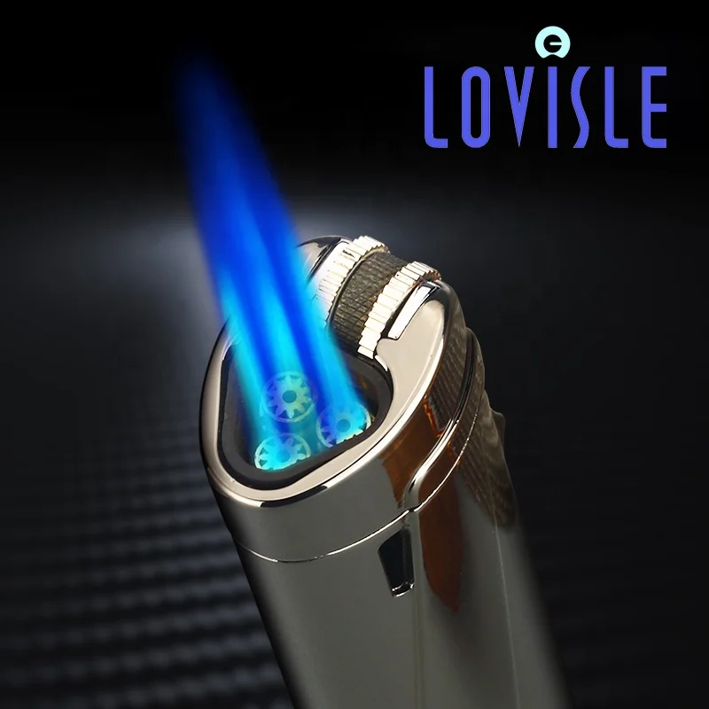 

Lovisle Tech BBQ Gas Jet Lighter Outdoor Triple Torch Lighter For Cigar Pipe Powerful Windproof Kitchen Spray Gun Metal Gadgets