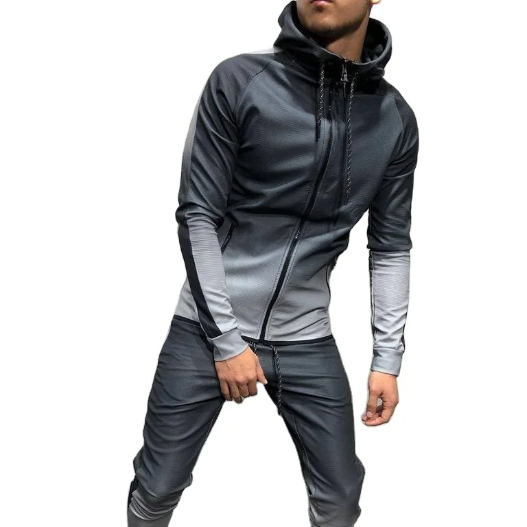 

Gym Clothing Slim Fit Custom Mens Latest Design Plain Sweatsuit Tracksuit Set casual sets jacket man, Picture color