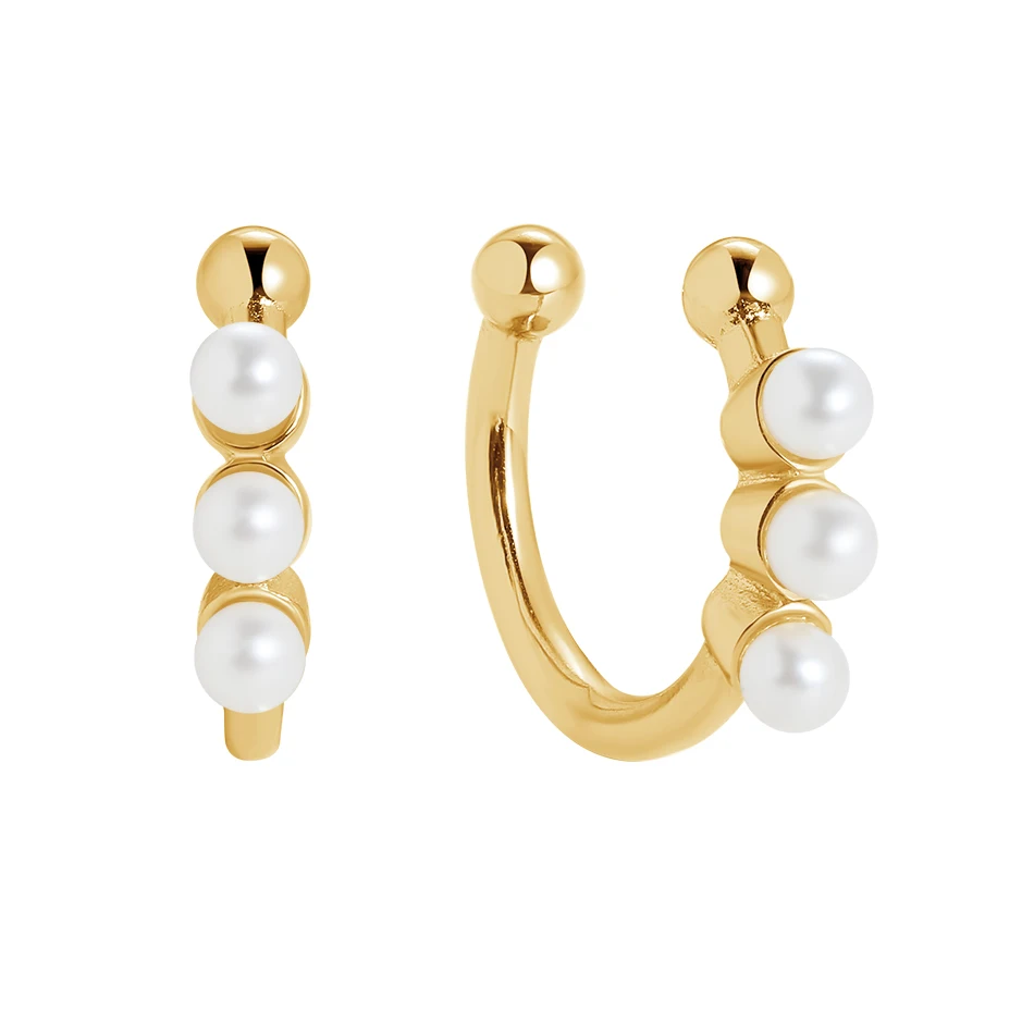 

minimalist jewellery wholesale 925 sterling silver fashion earrings 14k gold plated pearl ear cuff