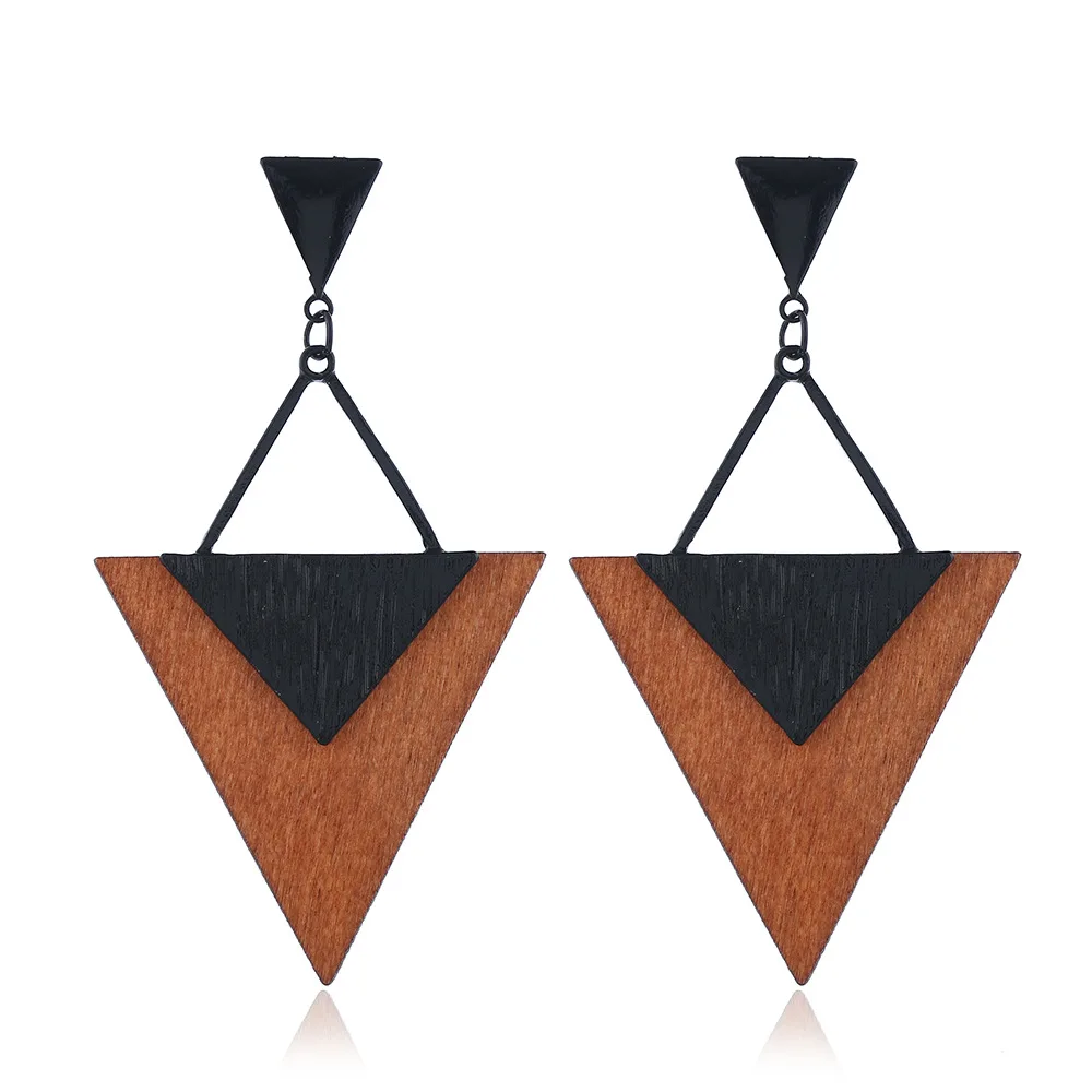 

African wooden earrings wholesale statement accessories trendy