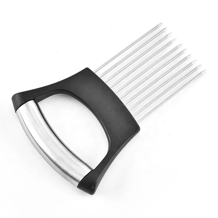 

Stainless steel grip handle onion fork holder for slicing