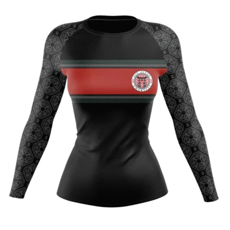 

Women Fitness MMA Rashguards Leaf, Black/red