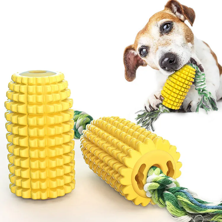

Amazon Hot Style Pet Items Dog Toy Molar Stick Bite Resistant Tooth Cleaning Bone Toothbrush Corn Cob With Rope