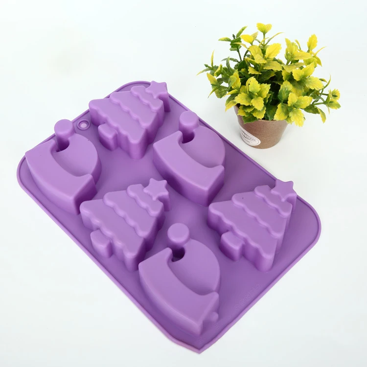 

Wholesale decorating baking tools 6 hole christmas tree silicone cake mold
