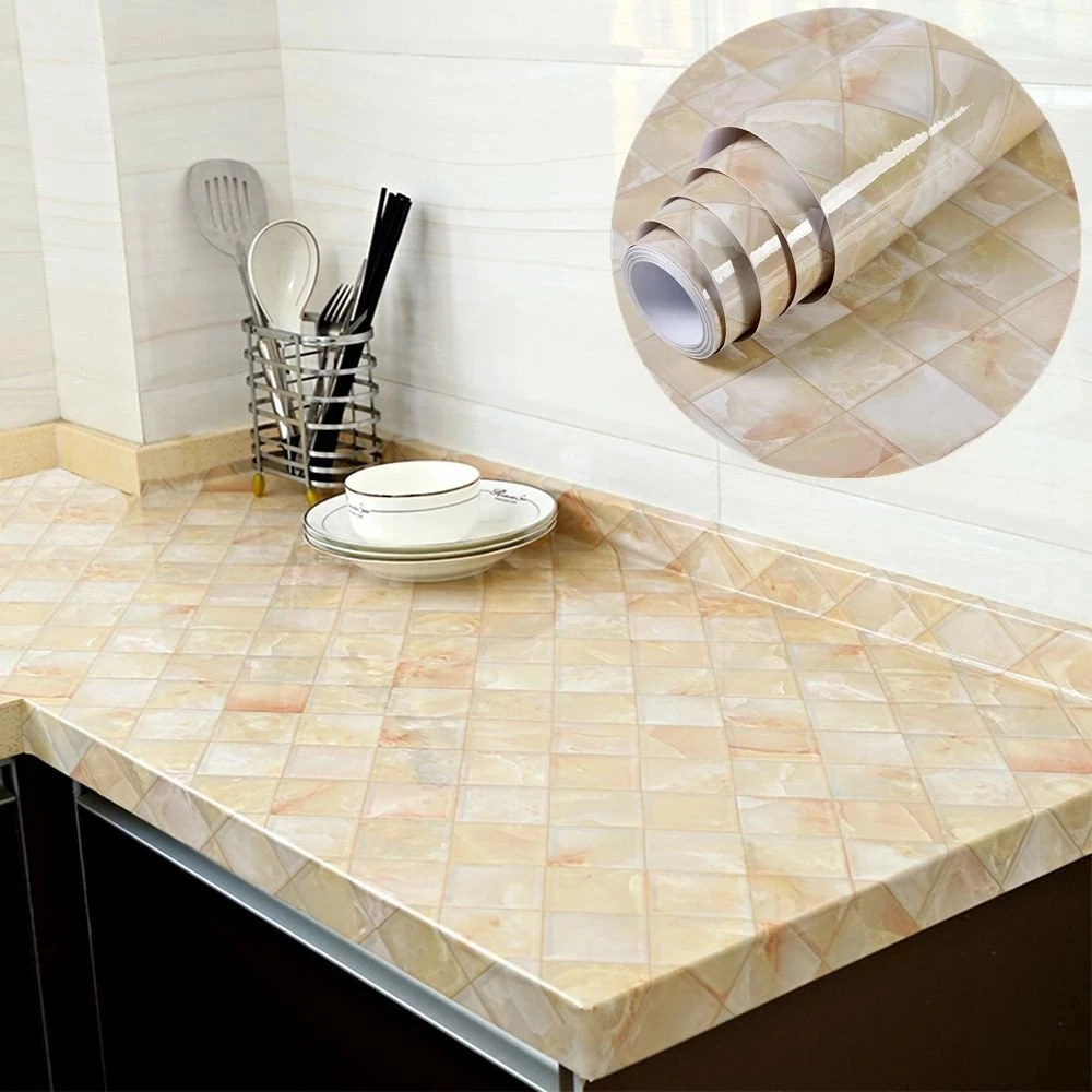 

Modern Kitchen Stickers Waterproof Oil Proof Classic Marble Pattern Wall Stickers Protect Desktop Self-adhesive New