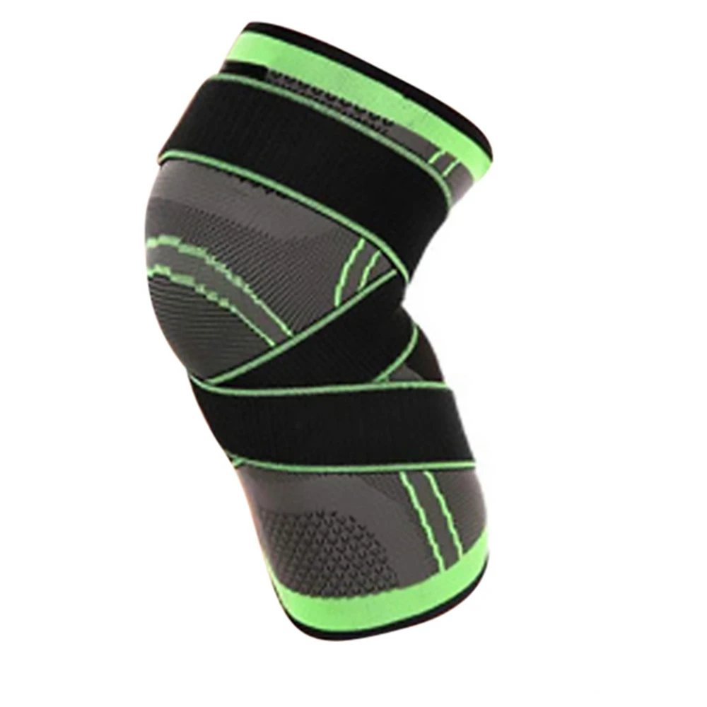 

FunFishing Hot Sale OEM 1PC Knee Support Protector KneePads Pressurized Elastic Brace Belt for Running Basketball Sports, Black green orange