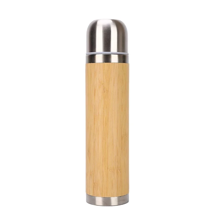 

MIKENDA Stainless Steel coffee bamboo cup mug double wall insulated vacuum flask thermos