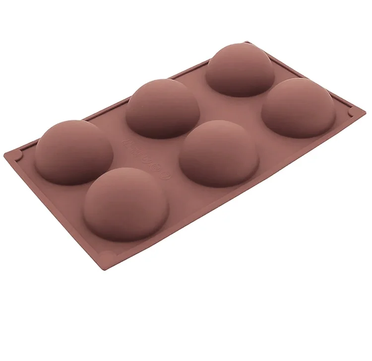 

China Supplier High Quality Kitchen Accessories Silicone Cake Tray 6 Cavity Round Silicone Bakeware Cake Mould Baking Molds, Brown