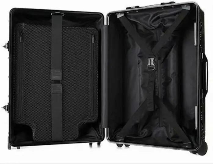 

Waterproof light weight carbon fiber suitcase luggage with 4 Spinner Wheels, Black/customer