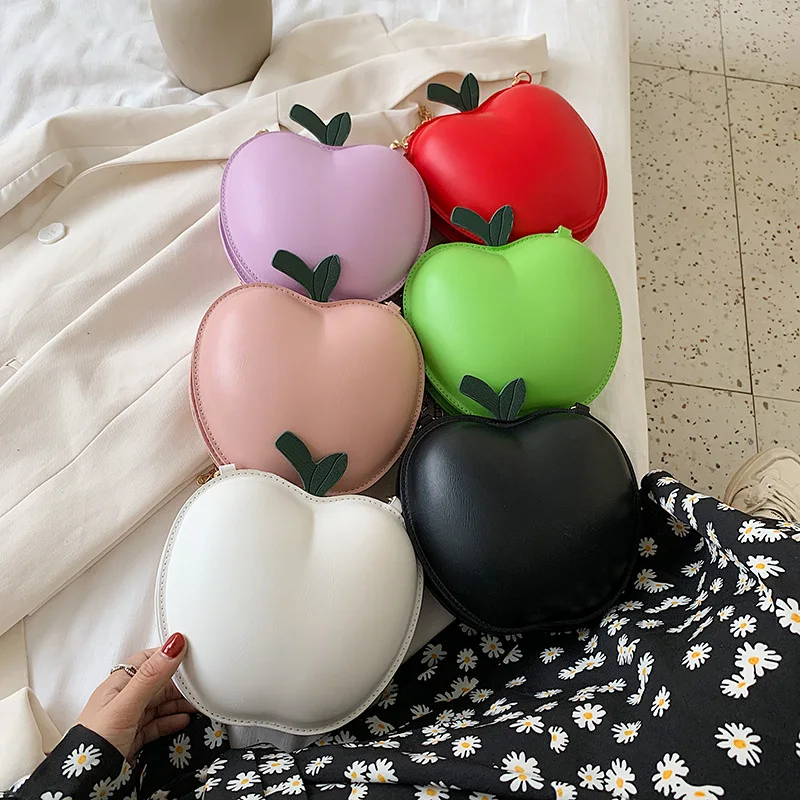 

3D Fun Apple Design Casual Girls Shoulder Handbag Crossbody Bag Women Purses Clutch Bag Leather Tote Bag Bolsas Female Bolsa